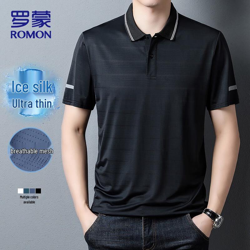 ROMON Men's Ice Silk Quick-Dry Polo Shirt