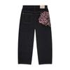 Jeans Vintage Gothique Y2K Broderie Fleur de Prunier Motif Harajuku Tissu Denim Pantalon Large Jambe Style Américain Streetwear