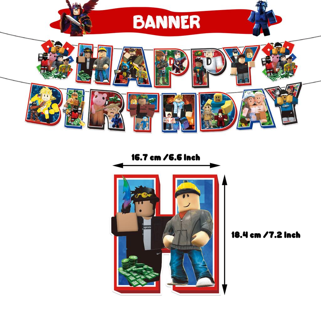 Roblox Birthday Party Decorations Supplie Celebration Disposable Tablecloth Cup Plate Baby Shower banner set Entertaining Play Safe Kid Friendly Fun