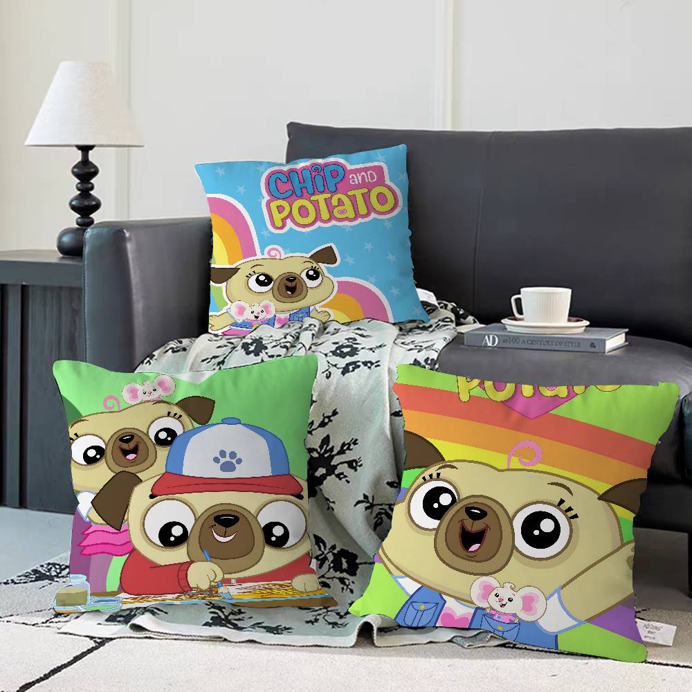 Cartoon C-Chip And P-Potato Pillow Case Removable Washable Cushion Cover – All-Season Soft Linen