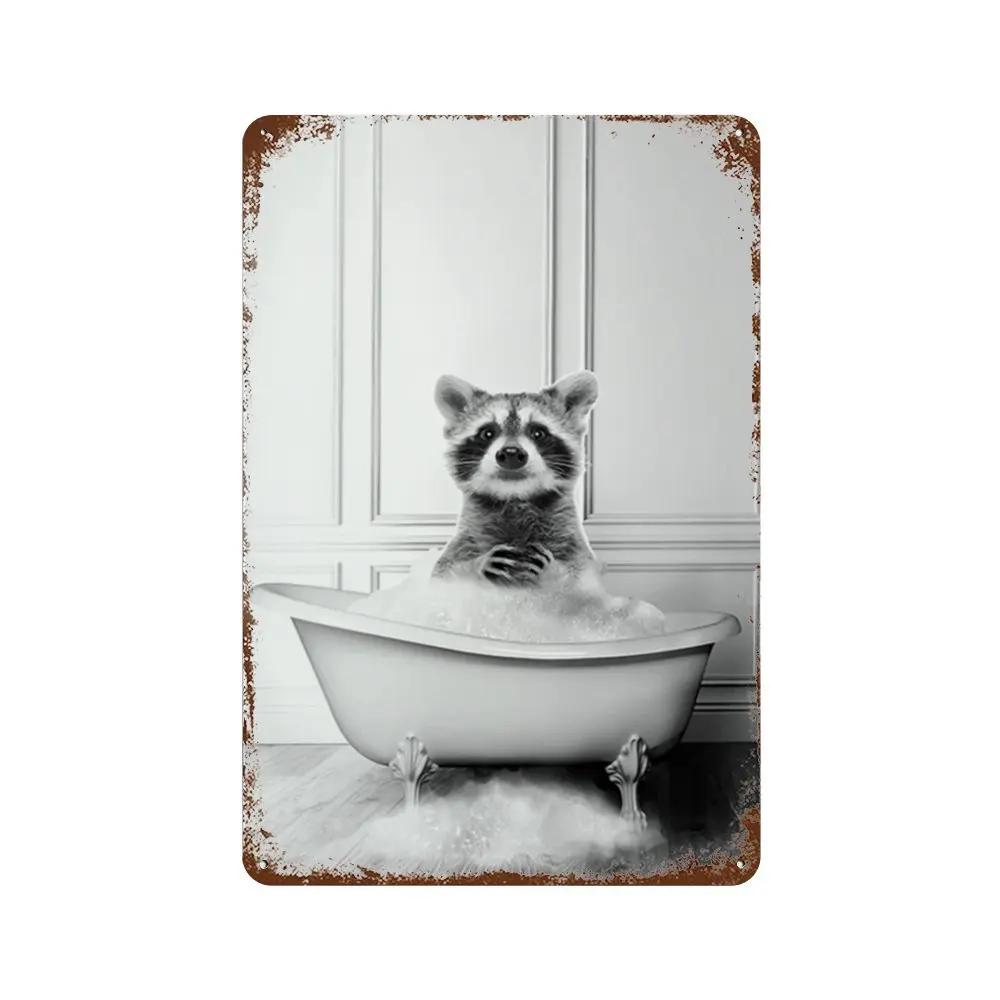 Funny Animal Posters Metal Tin Sign Plaque Dog Monkey Reading Newspapers Decorative Plates For Toilet Bathroom Wall Art Decor