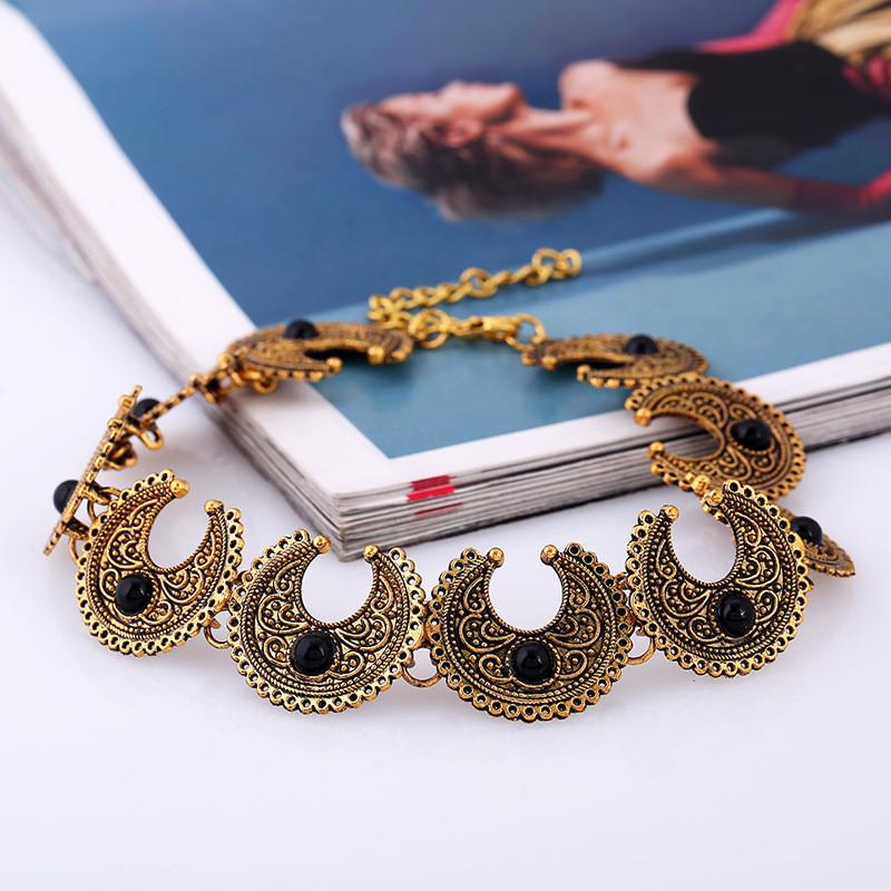 Bohemian Style Necklace Alloy Geometric Artificial Turquoise Jewelry For Casual And Gift Use