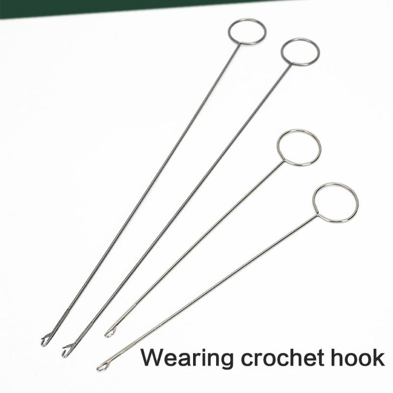 Long Hook Needle Threader For Elastic Bands Easy Quick Insert Metal Threader Sewing Threading Tool For Clothing Handbag