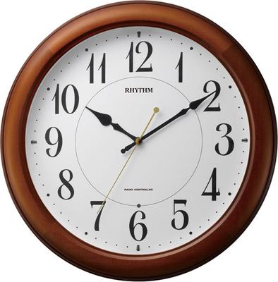 Wall Clock Radio Clock Analog Dark Light Automatic Lighting Wood Brown Pure Light M25 4MYA25SR06 Brown (Semi-Gloss Finish) 33.7x5.4cm