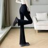 Schwarze High-Waist Cropped Flare Jeans im koreanischen Stil für Damen