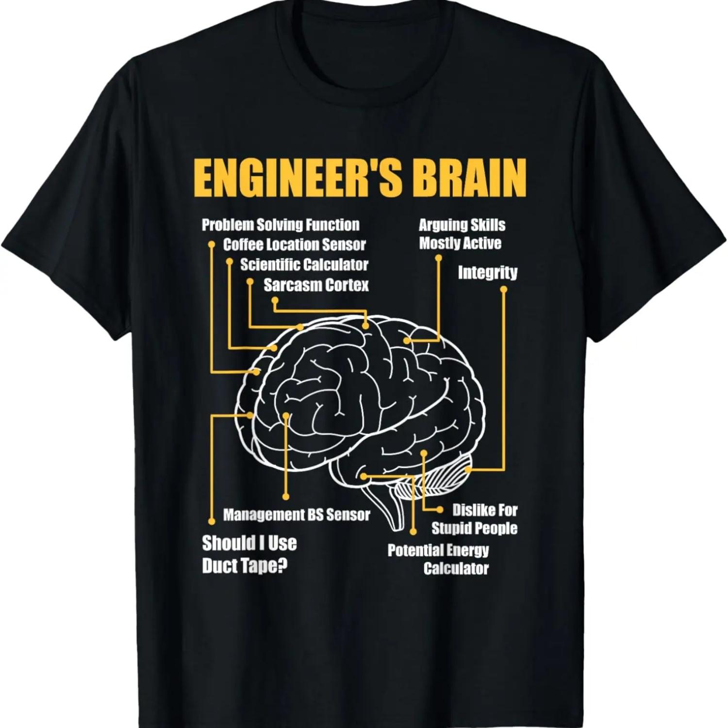

Engineer s Brain - Funny Sarcastic Engineering Gift Short Sleeve T-Shirt XXXXXL чорний