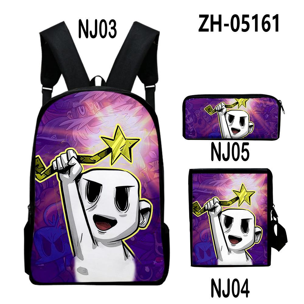 Classic Novelty Nobody Saves the World 3D Print 3pcs/Set School Bags Laptop Daypack Backpack Inclined Shoulder Bag Pencil Case