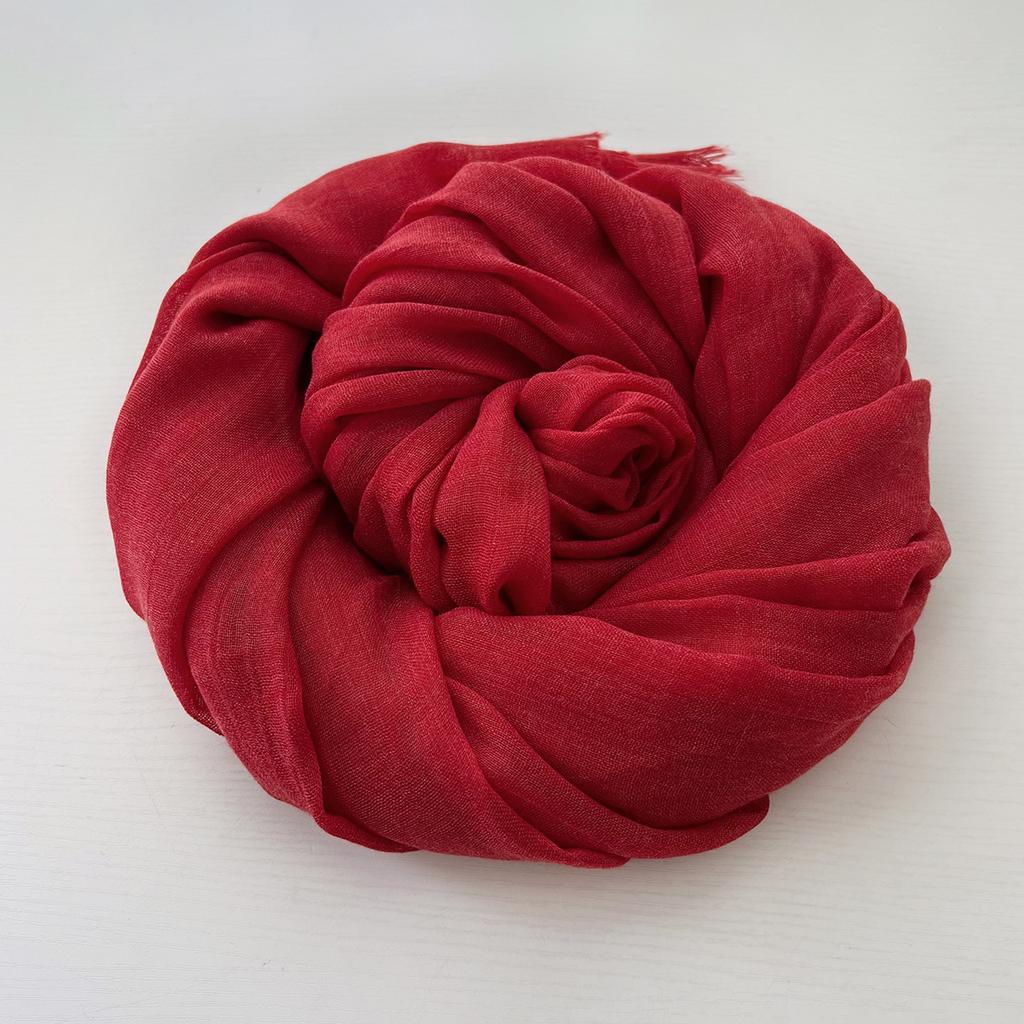 Herbst und Winter vielseitiger langer einfarbiger Baumwoll- und Leinen-Schal Damen Japanischer Retro Kälteschutz warmer Strickschal