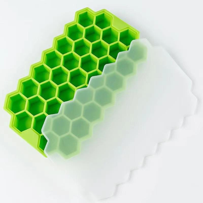 1pc Stackable Silicone Ice Cube Trays With Lid - 37 Cubes For Chilled Drinks Whiskey & Cocktails - Flexible And Safe