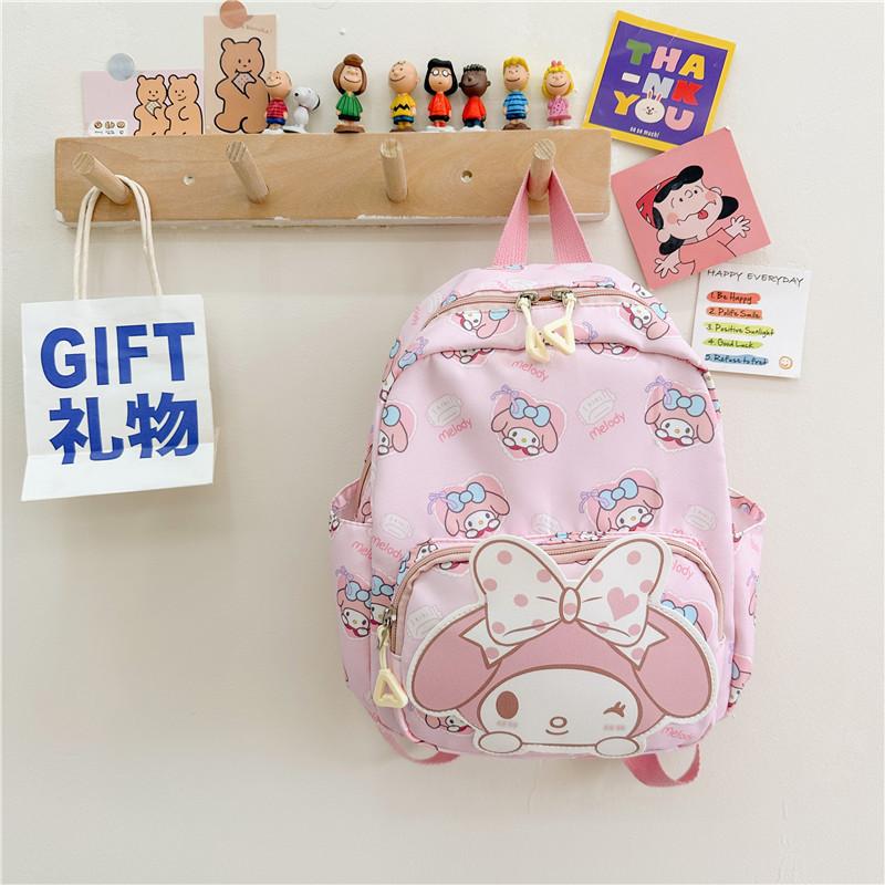 Adorable Cartoon Nylon Backpack For Kids Lightweight School Bag Neutral Style