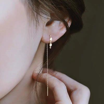 S925 Sterling Silver Diamond Inlaid Zirconium Retro Hanging Earrings Long Temperamental Tassels Slim Face Earrings Earrings for Women