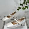 Fashion Beaded Mid-heel Single Shoes Autumn New Square Toe Shallow Mouth One-band Soft Sole Non-slip Block Heel Shoes
