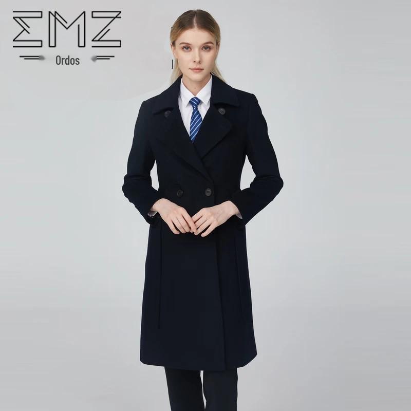 

EMZ Erdos Women s Navy Wool Cashmere Blend Mid-Length Coat 3XL