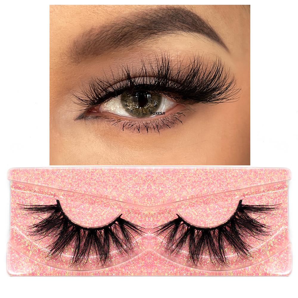 FOXESJI 3D Mink False Eyelashes Fluffy High Volume Eye Lashes Natural Wispy Full Strip Mink Eyelash Extension Bulk Lash Makeup