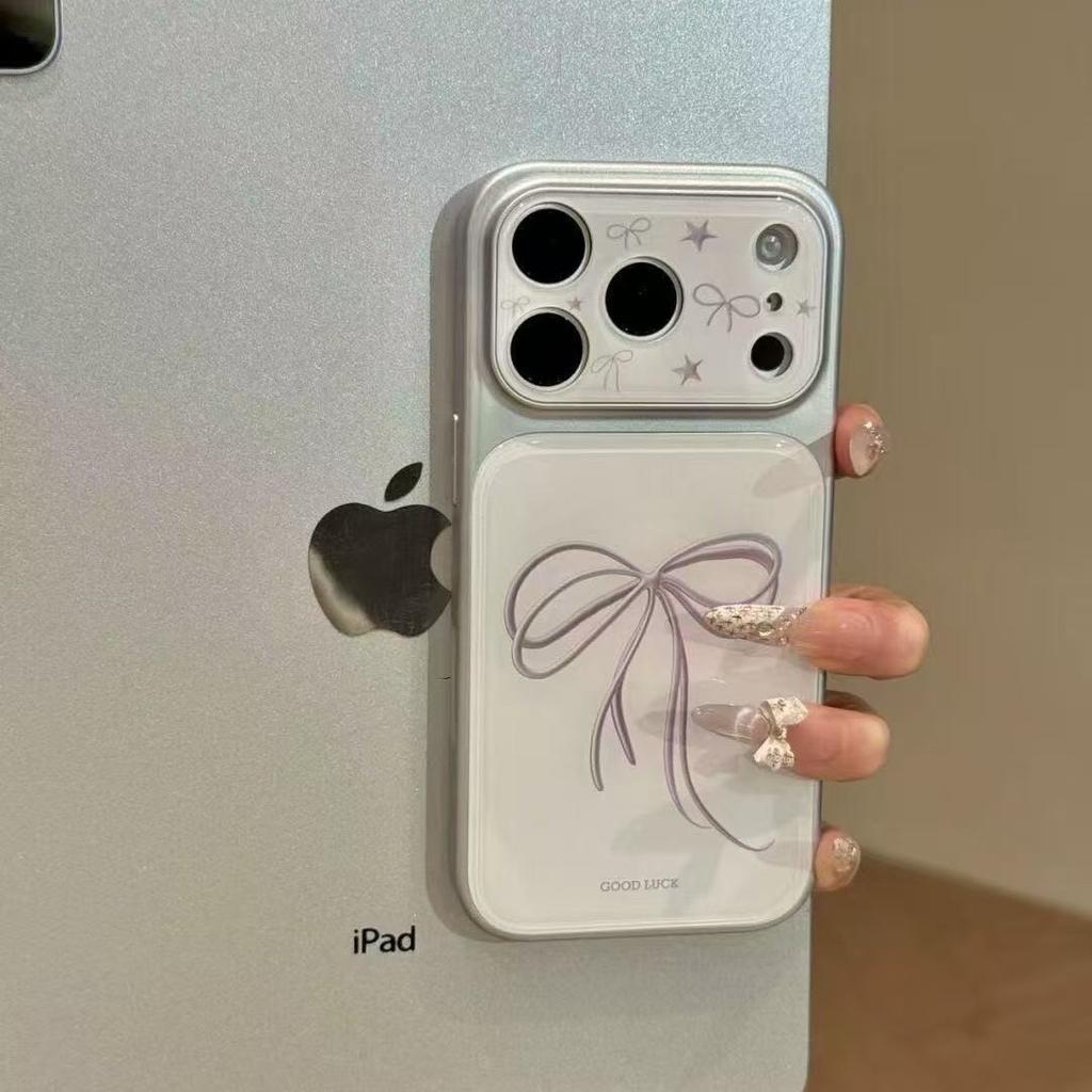 Ins bow stars for iPhone17promax Apple 16/15/14 Pro phone case seconds become female