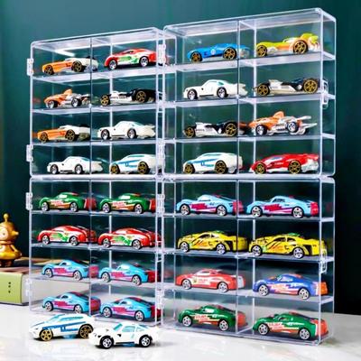 Boîte Tomica heizi, Rangement pour Mini Voitures, Présentoir Acrylique Échelle 1/64, Boîte pour Mini Voitures Tomica (32 Voitures (8 Carrés x 4 Récipients))