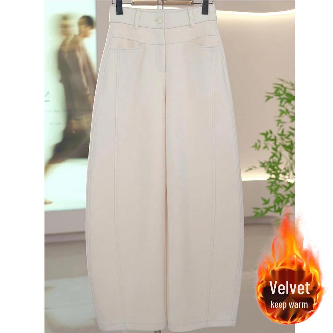 

Velvet Wool-Blend Wide-Leg Pants for Women - 2025 Winter Slimming Style for Pear Shapes Large