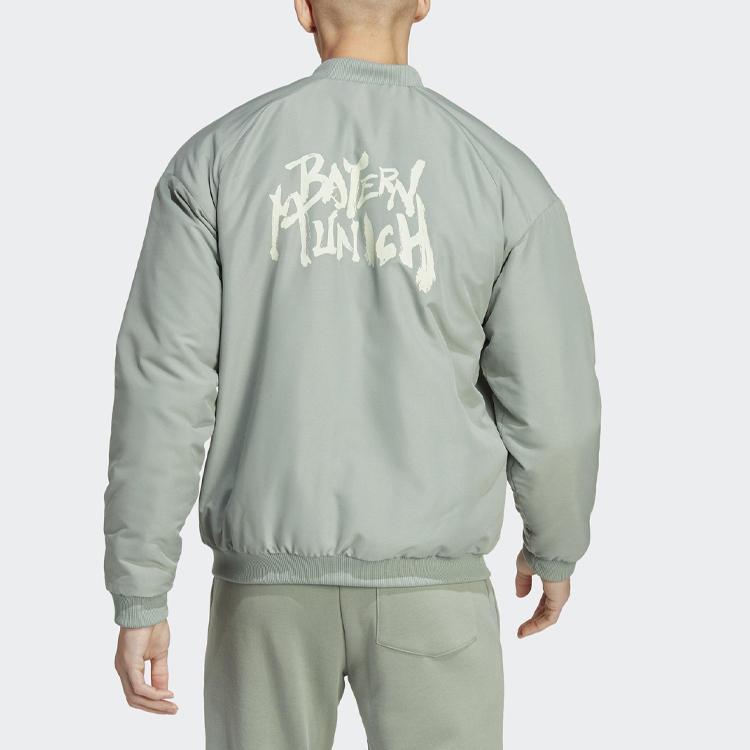 Adidas Logo Print Baseball Collar Jacket Men Jacket Light-Green HT8826