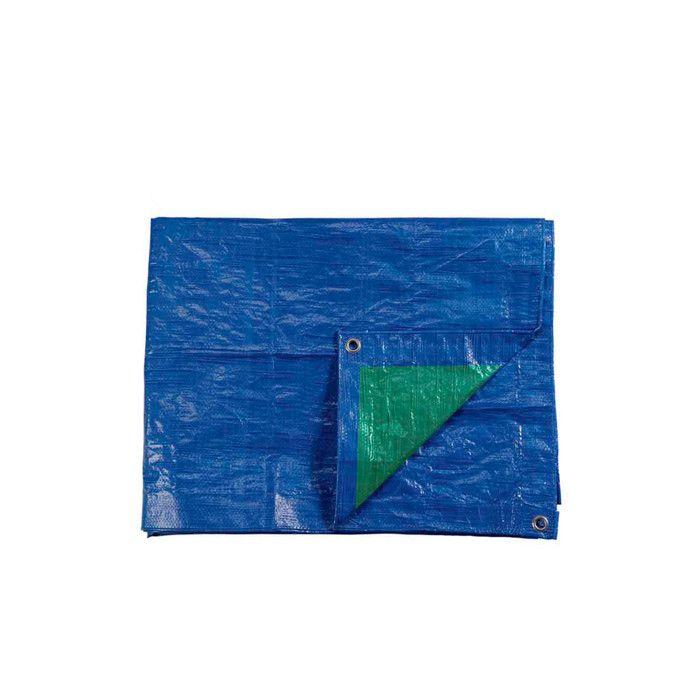 Bâche de protection EDM Bleu/Vert - Œillets métal - 90 g/m2 - 6 x 10 m