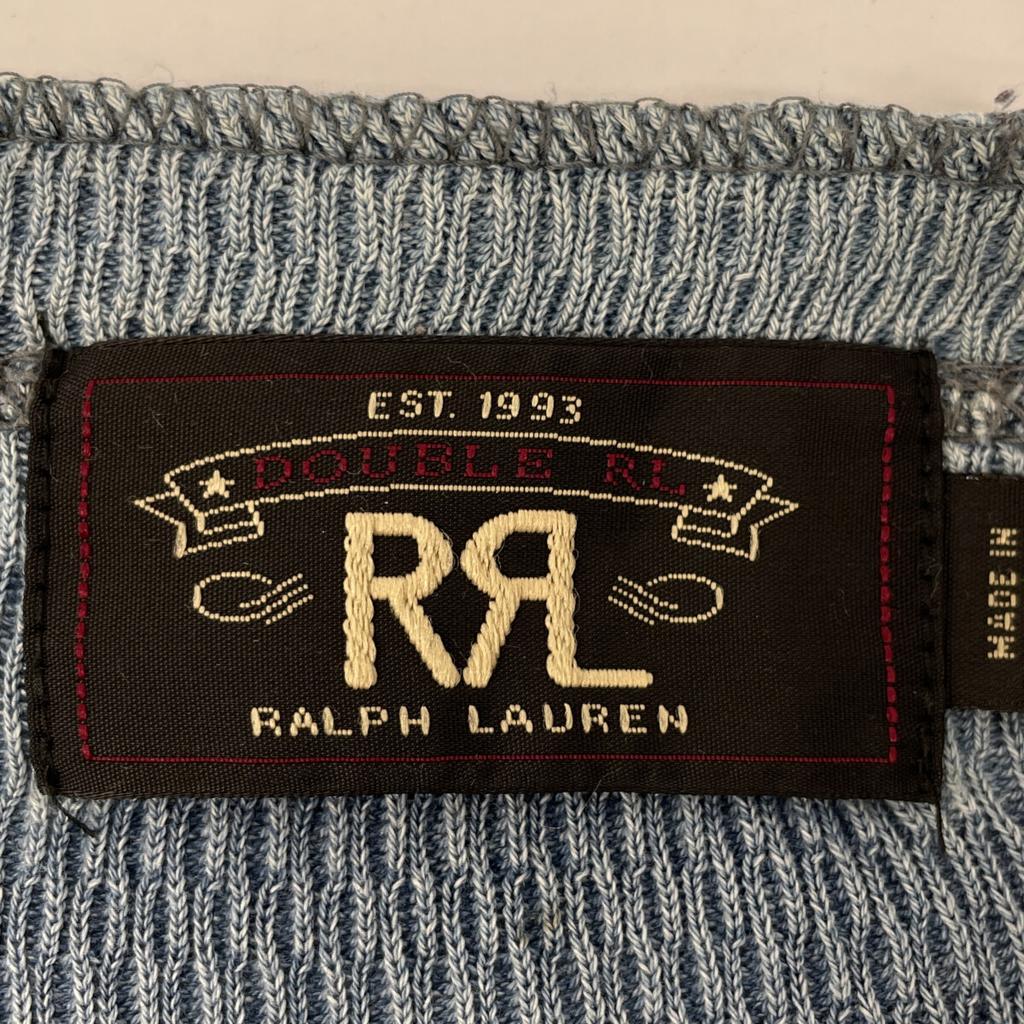 RRL Indigo Henley Neck Waffle T-Shirt tops M IndigoUsed