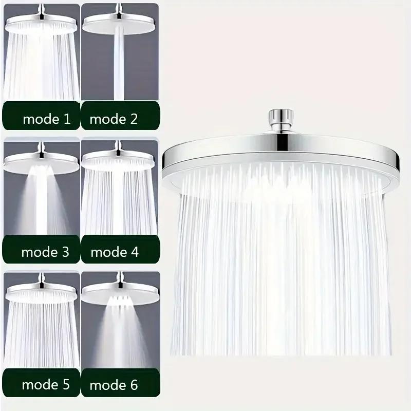 High Pressure Top Rain Shower Heads 6 Modes Rainfall Shower Head Bathroom Shower Faucet Accessories With Filter