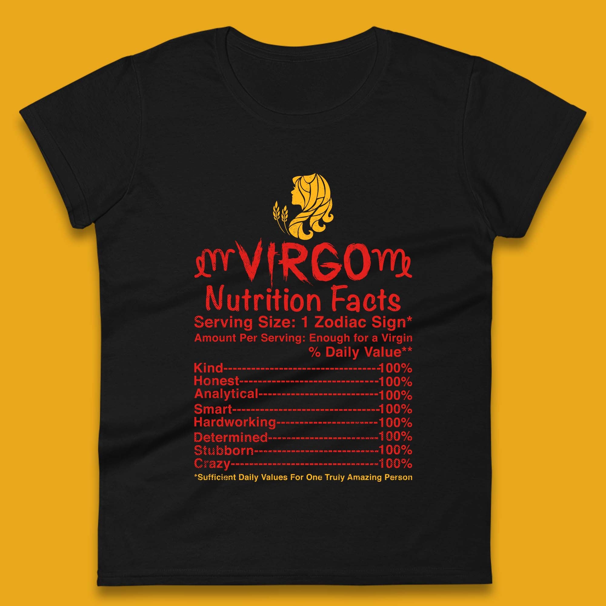 

Virgo Nutrition Facts Womens T-Shirt Mens Tops Tees Unisex S