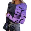 Women's Slim Fit Long Sleeve Halloween Printed T-Shirt with Thumb Holes Neck Pullover Base Layer