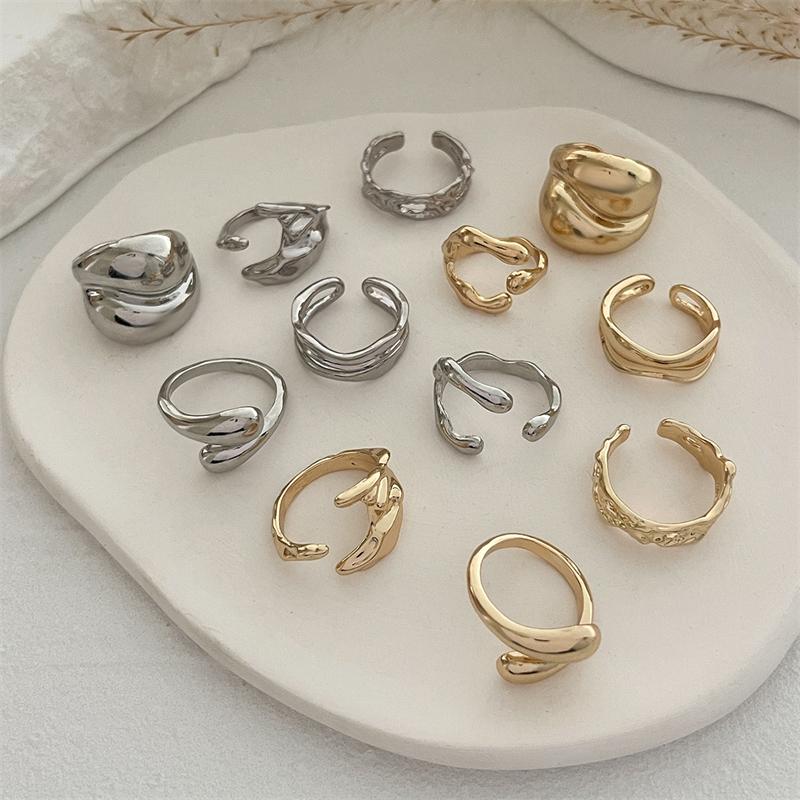 6Pcs/Set Geometric Cuff Rings Set For Women Fashion Chic Smooth Irregular Adjustable Finger Ring Vintage Jewelry Gift 2026
