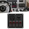 4 Gang Rocker   Panel 5Pin with Voltmeter 4.8A Dual USB Fast Charging Slot   for Car RV Yacht