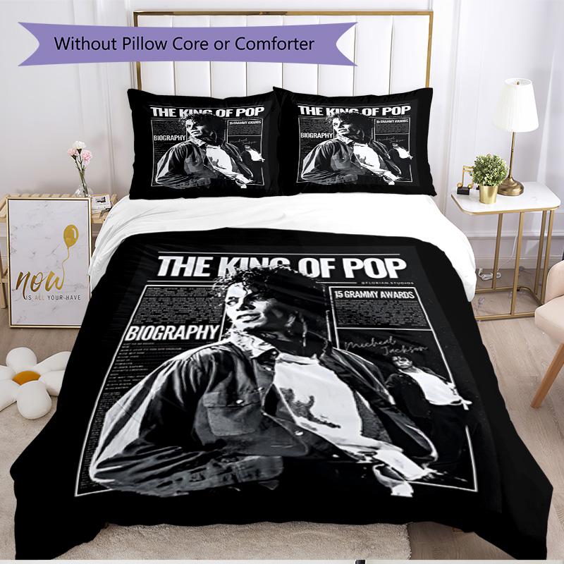 3pcs Duvet Cover Set (1*Duvet Cover + 2*Pillowcase, Without Core), Michael Jackson Print Soft All‑Season Bedding Set, Home Bedroom Decor Gift