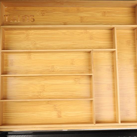 Verstellbarer Besteckkasten aus Bambus, Aufbewahrungsregal, ordentlicher, eleganter Küchenschubladen-Organizer, Wohnaccessoires