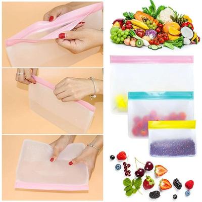 Reusable Food Storage Bag Upgrade Leakproof Top Stand Up Freezer Sandwich Ziplock Bag Silicone Peva Food Preservation Shut Bag
