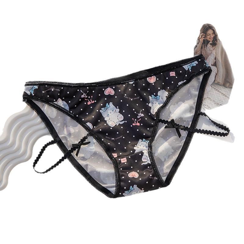 Ladies Summer Pure Cartoon Print Comfortable Traceless Package Hip Breathable Mid Waist Panties