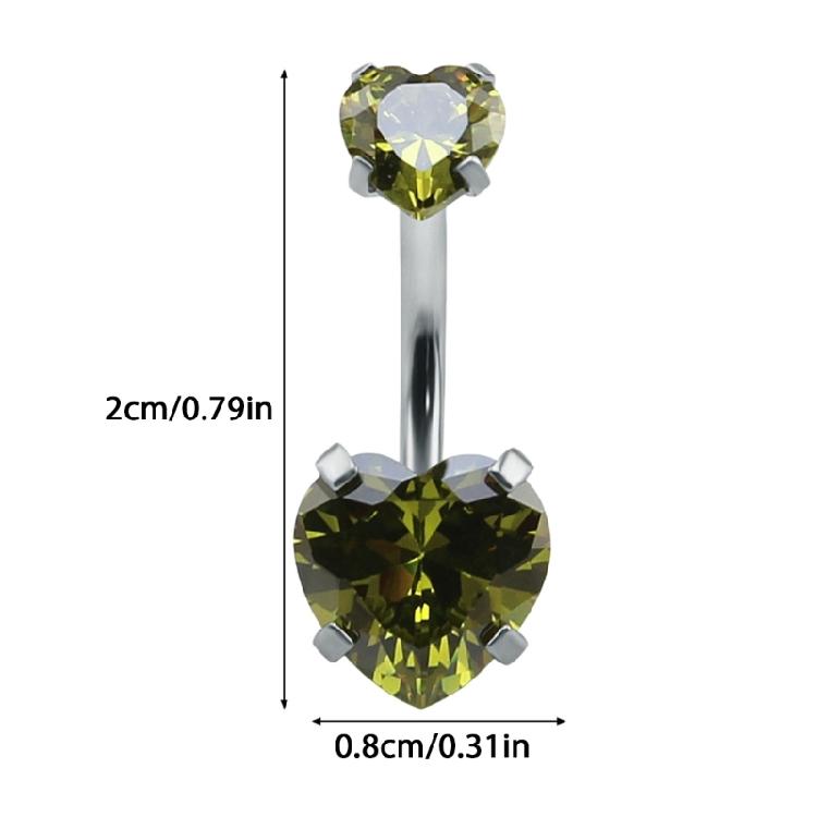 Stylish Crystal Heart Belly Piercing Accessory Stainless Steel Navel Jewelry Elegant Body Decoration for Casual Outfits