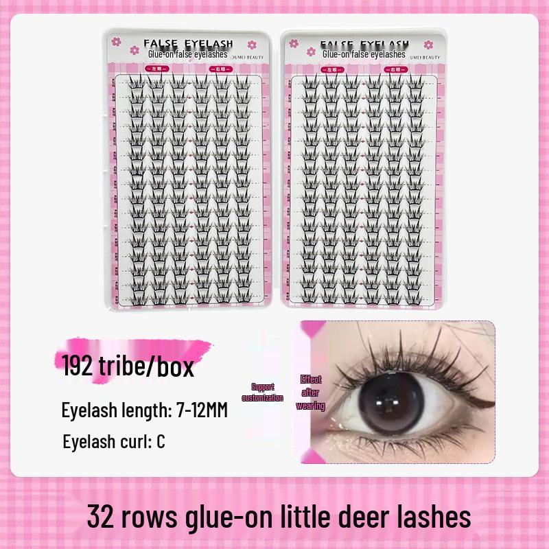 Cross-Border Large Capacity Glue Style False Eyelashes - 32 Rows Natural Lively Photogenic Comic Segmented Lashes