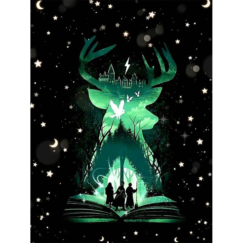 Handmade DIY Harry Potter Round Diamond Painting Kit Magician Cross Embroidered Deer Eagle Lion Diamond Mosaic Decoration