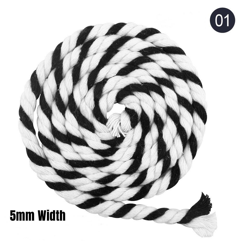 Olian Ropemate 5mm Colorful Braided Cotton Rope 3 Strands Macrame Cord for DIY Bag Garment Diameter: 5mm