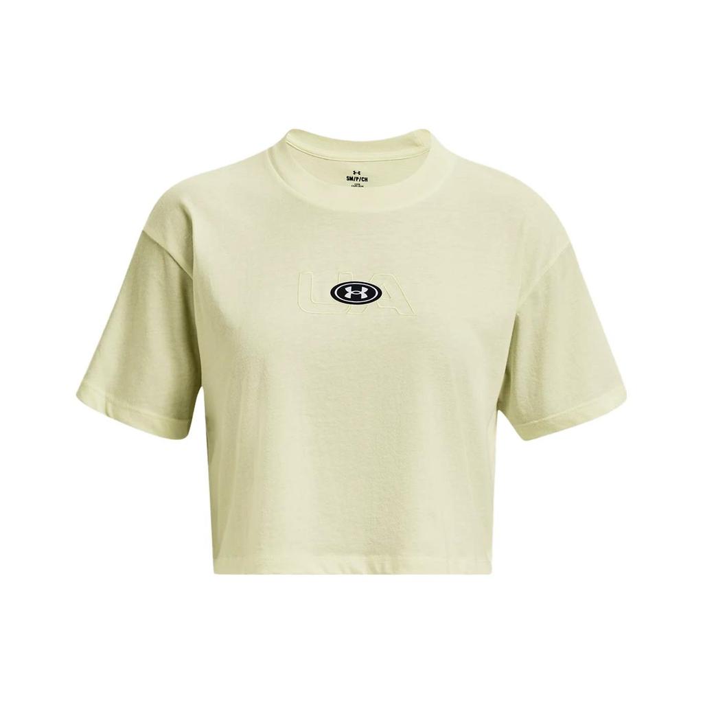 Under Armour Solid Color Round Neck Short Sleeve T-Shirt Women Tops Lemon-Ice-Yellow 1376751-785