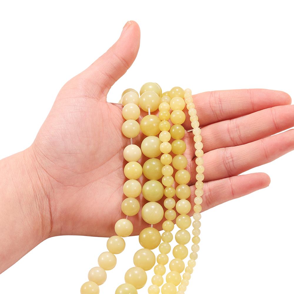 1strand/lot 4-12mm Polishing Natural Yelk Yellow Agates Stone Round Loose Beads For Jewelry Making Necklace Bracelet