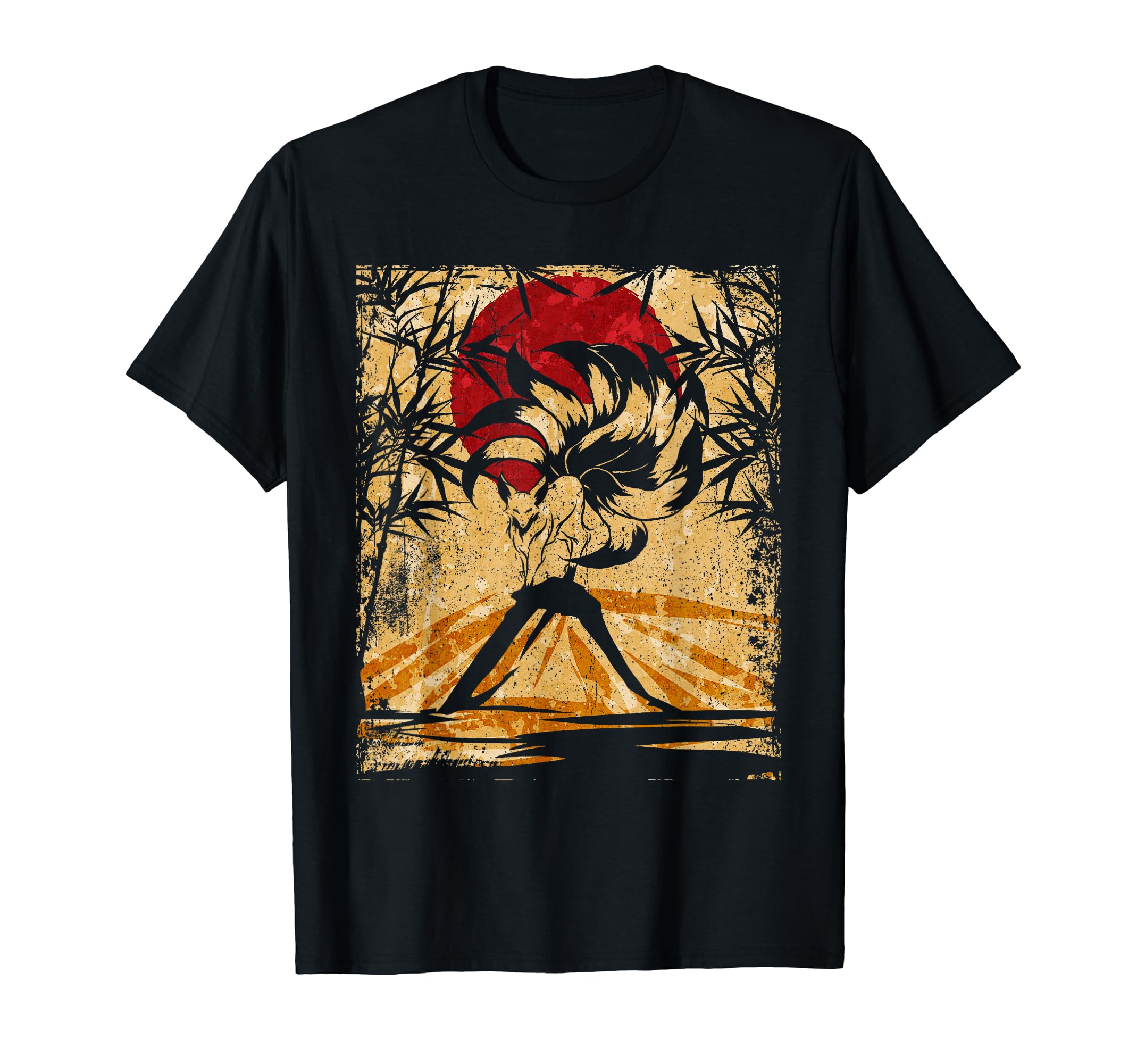 Nine-tailed fox Japanese retro art T-shirt
