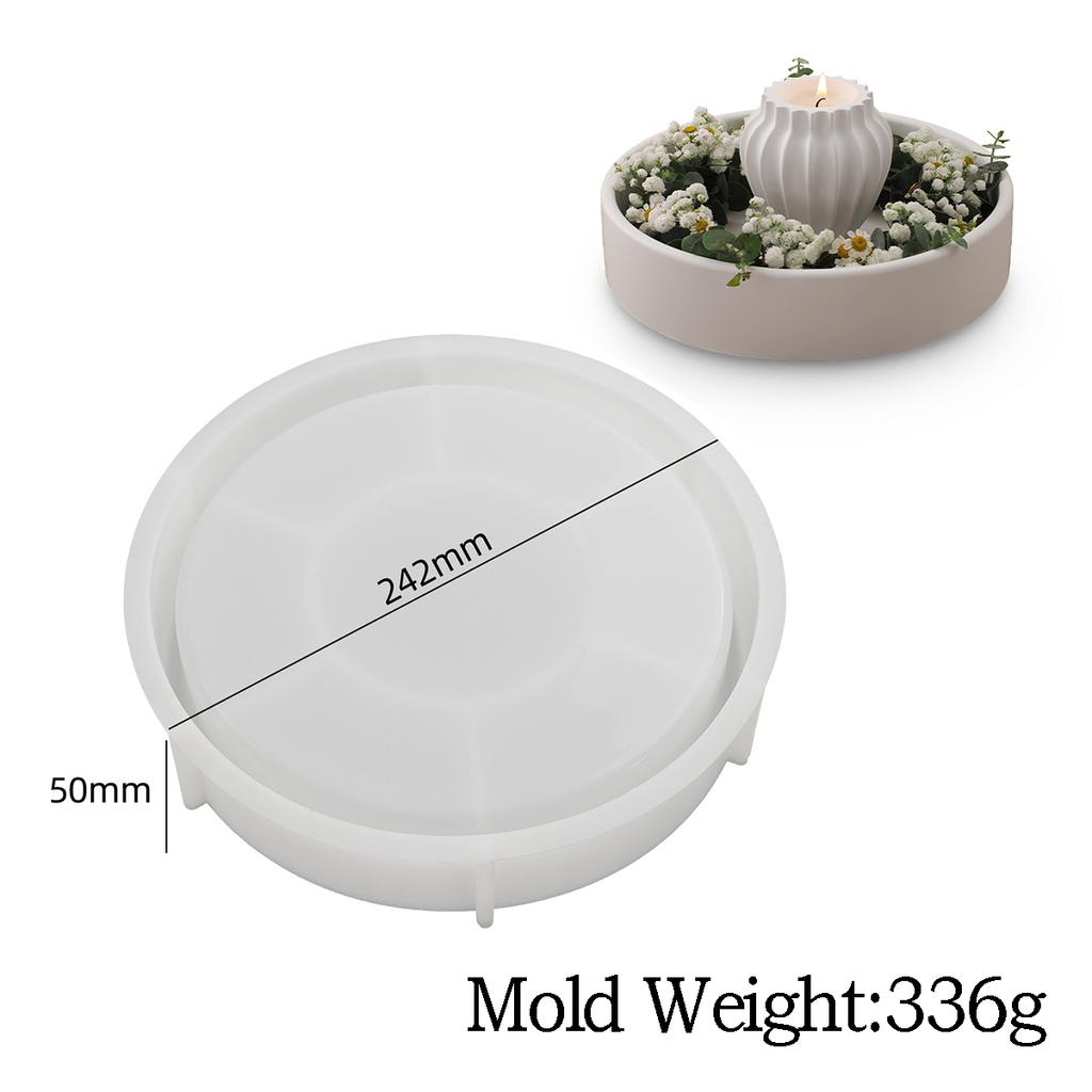 Round Candle Tray Silicone Mold Cement Flower Pot Candle Deep Tray Mold DIY Concrete Storage Bowl Handmade Resin Mold Home Decor