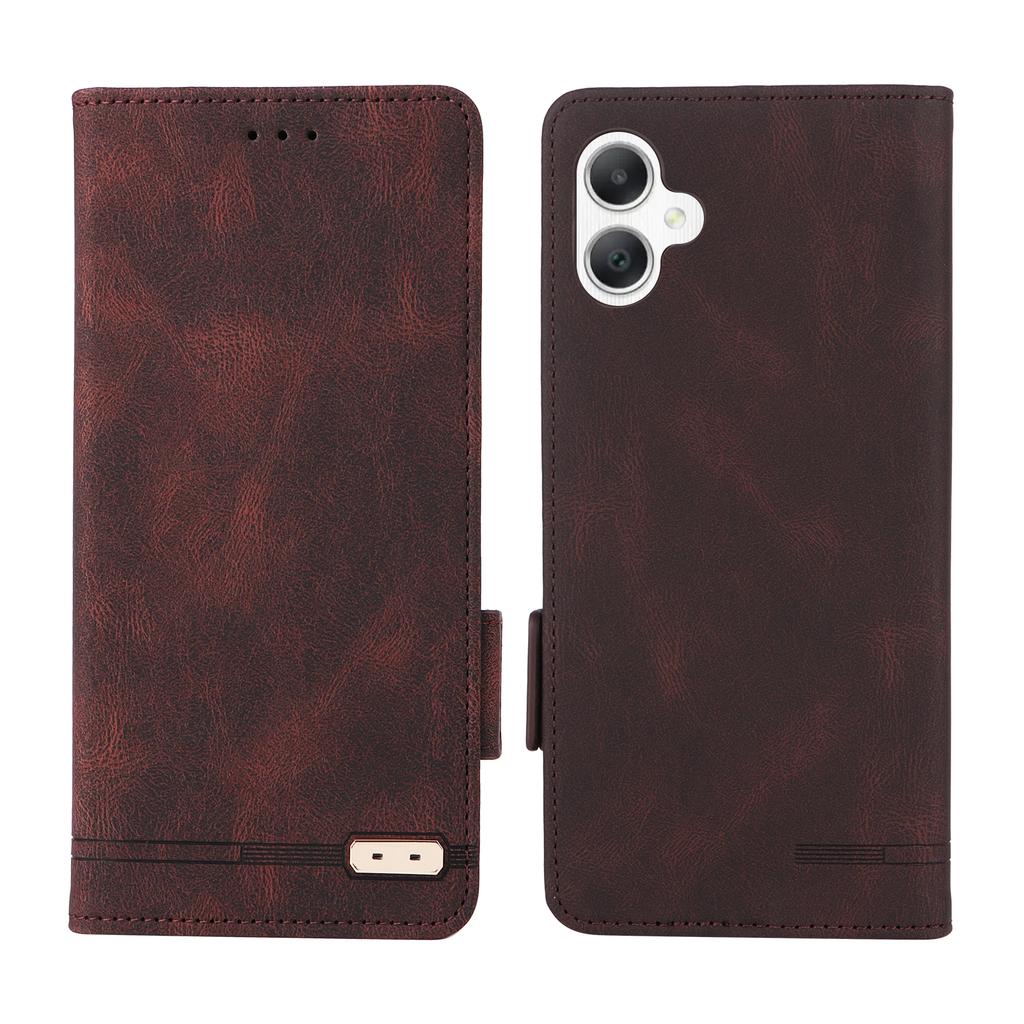 For Samsung Galaxy A06 5G Case Leather Wallet Flip Phone Cover with Hardware Decor