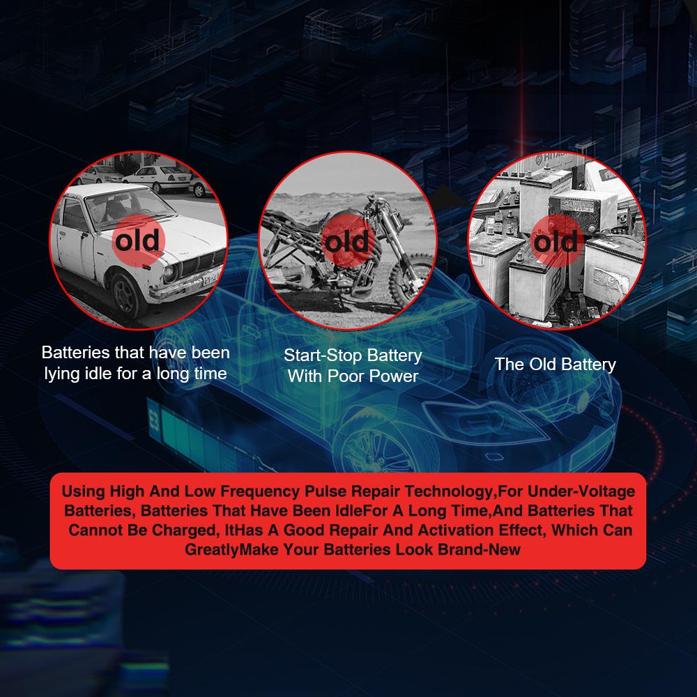 Digital Display Screen Suitable for Lead Acid Batteries 12V6A Intelligent EU Plug Reverse Protection Car/Motorcycle Charger Smart Battery Charger