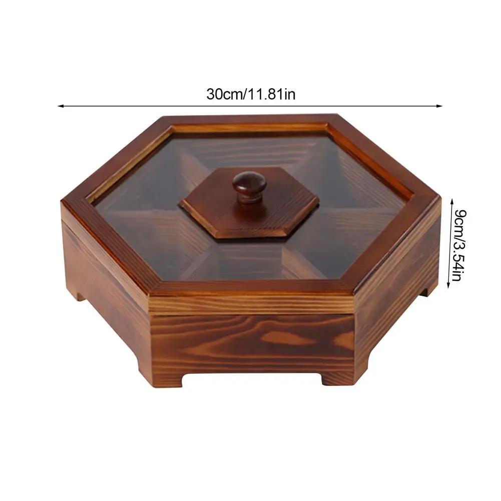 Solid Wooden Snack Box Chinese Style Multi-grid Dried Fruit Tray Organizer Multifunctional Innovative For Living Room