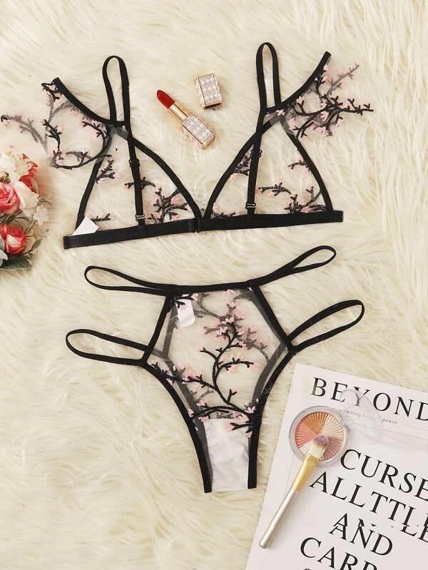 Lingeries Sexy Hot Transparent Bra Set Lightweight Mesh Transparent Triangle Cup Underwear Ultra-thin Look Adult Female Porn Sex