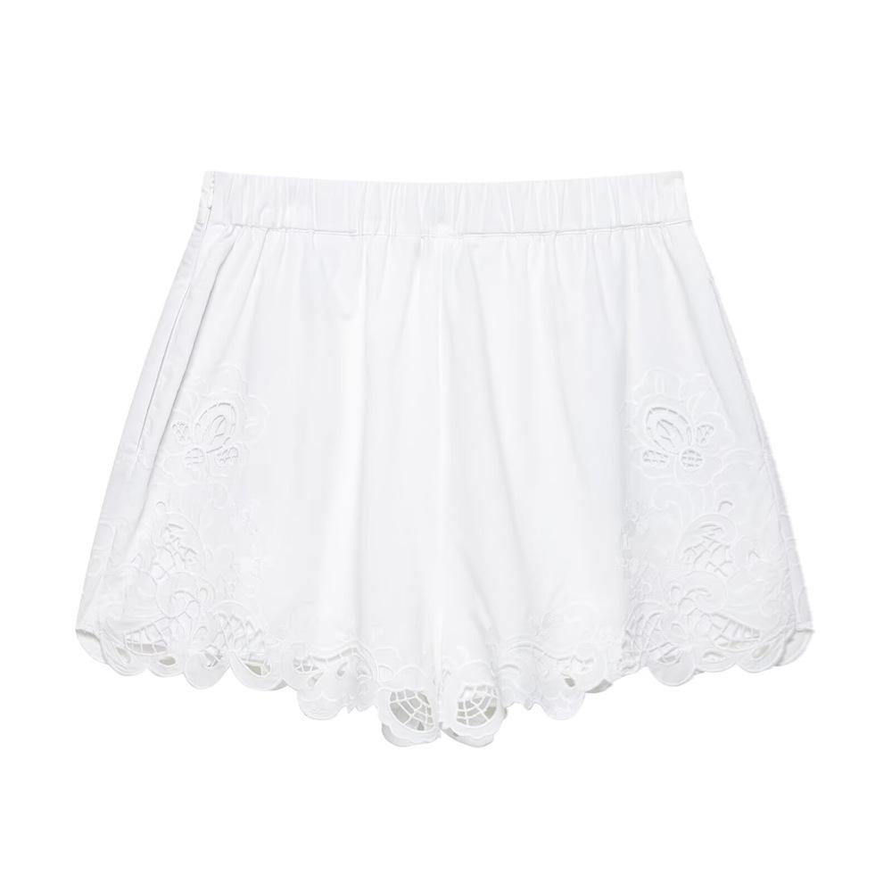 2025 Spring/Summer Women's Elegant Slim-Fit Embroidered Pleated Culottes