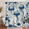 1pc Blue Jellyfish Shower Curtain - Digital Watercolor Translucent Design with Bell-Shaped Bodies, Trailing Tentacles & Aquatic