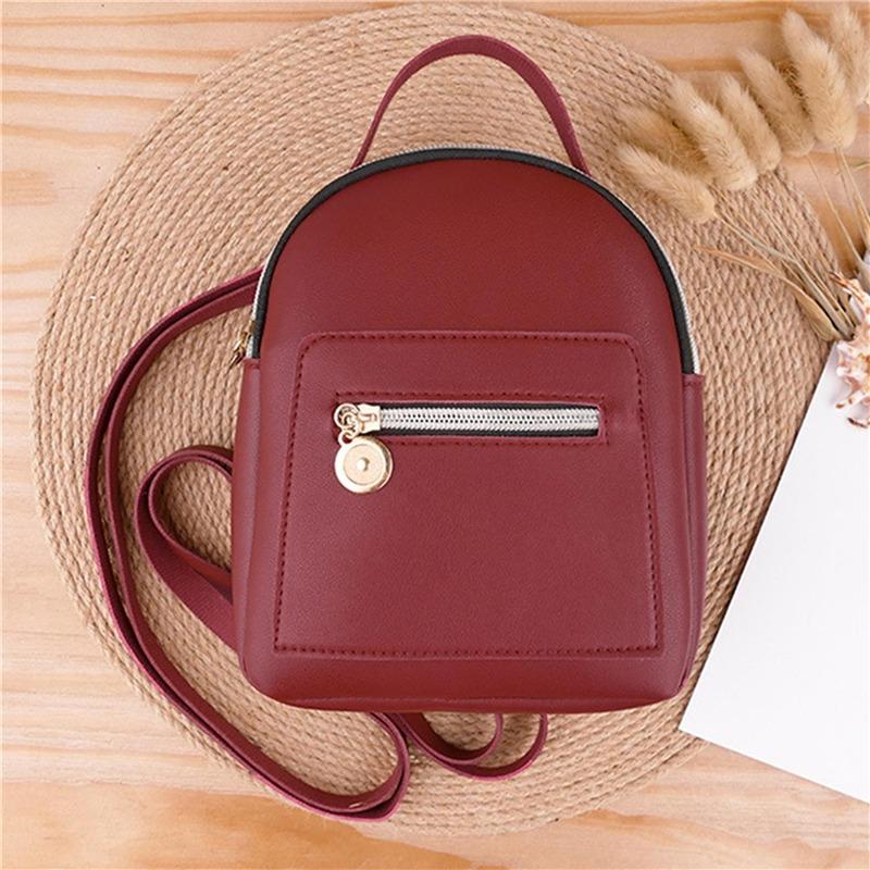 Female Backpack PU Small Teenage Girls Fashion Leisure Zipper Shoulder Bag Knapsack High-capacity Women Mini School Backpack