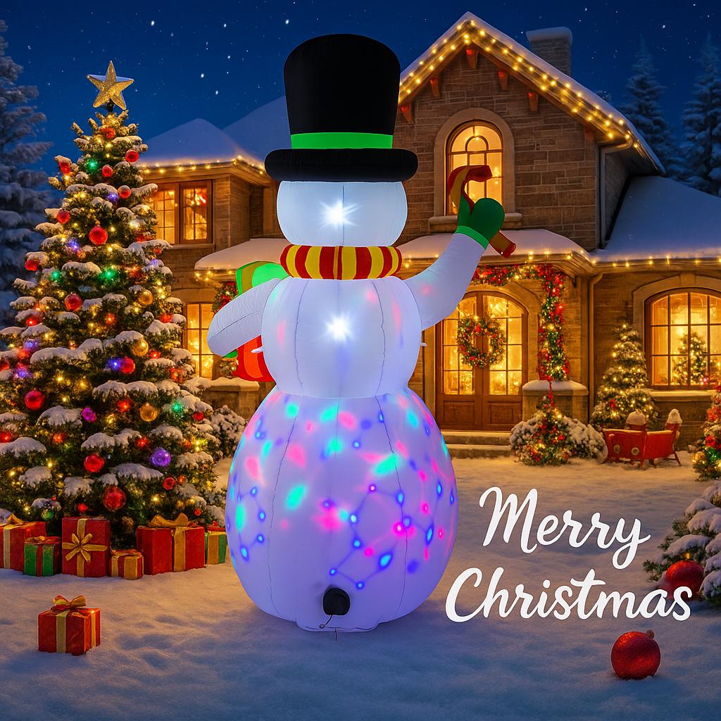 4.92FT Inflatable Toy Snowman Hat Christmas Decoration for Yard With LED Xmas Supplies Home Decoration Ornament Festive Gift