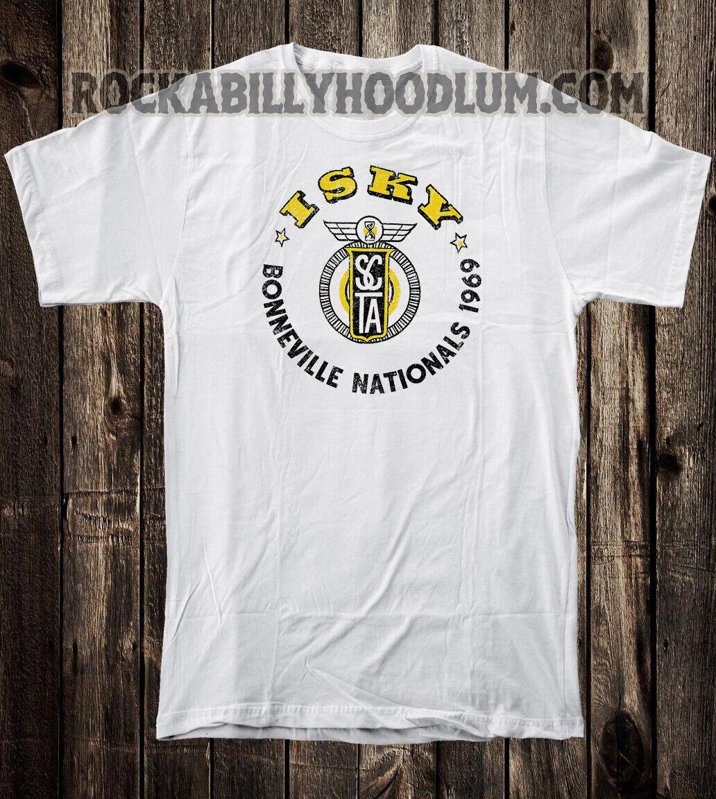Retro Hot Rod Tee T Shirt Drag Race Racing Isky Cams Bonneville 1969 SCTA M